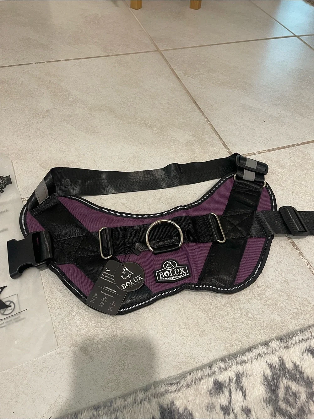 Bolux Purple Dog Harness with Front & Back Rings